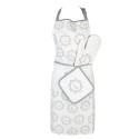 Clayre & Eef Kitchen Apron 70x85 cm White Grey Cotton Cat