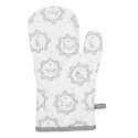 Clayre & Eef Oven Mitt 18x30 cm White Grey Cotton Cat