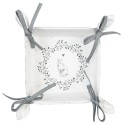 Clayre & Eef Cestino del pane 35x35x8 cm Bianco Grigio  Cotone Gatto