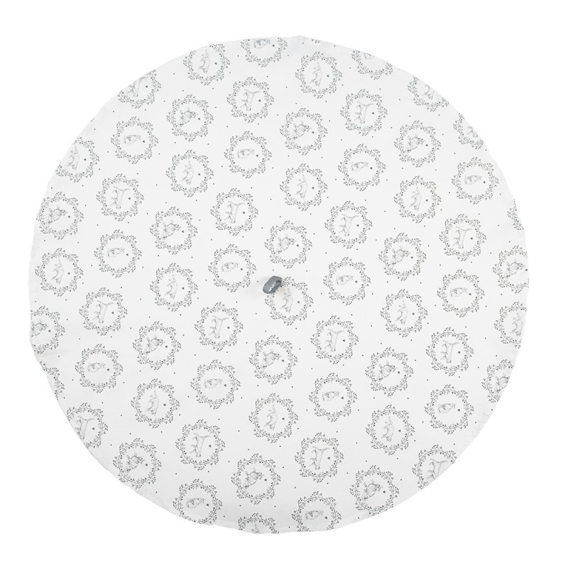 Clayre & Eef Asciugamani da cucina Ø 80 cm Bianco Grigio  Cotone Rotondo Gatto