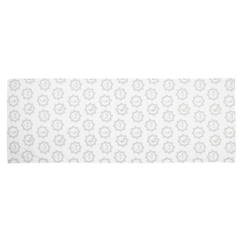 Clayre & Eef Table Runner 50x140 cm White Grey Cotton Cat