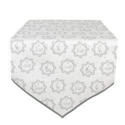 Clayre & Eef Chemin de table 50x160 cm Blanc Gris Coton Chat
