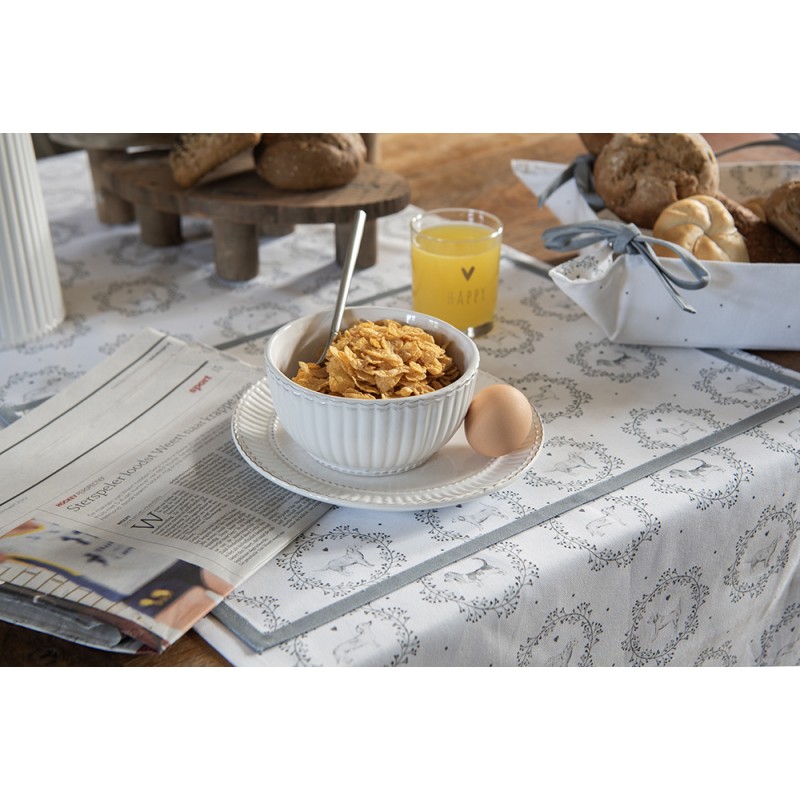 Clayre & Eef Sets de table set de 6 48x33 cm Blanc Gris Coton Chien