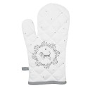 Clayre & Eef Oven Mitt 18x30 cm White Grey Cotton Dog