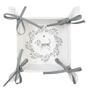 Clayre & Eef Bread Basket 35x35x8 cm White Grey Cotton Dog