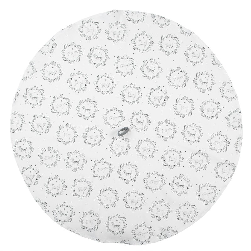 Clayre & Eef Torchon Ø 80 cm Blanc Gris Coton Rond Chien