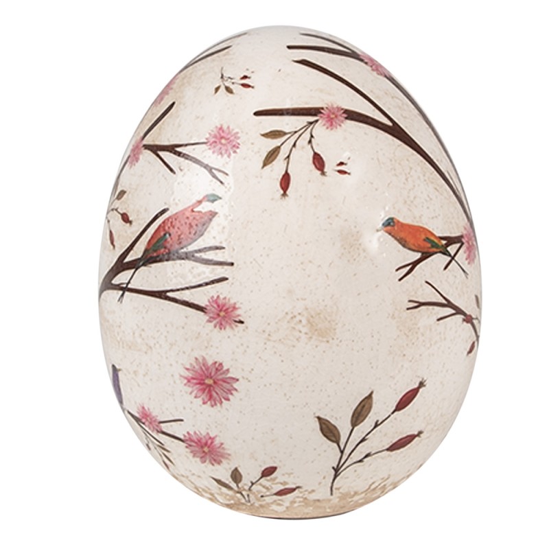 Clayre & Eef Decoration Egg Ø 10x12 cm Beige Brown Ceramic Branches
