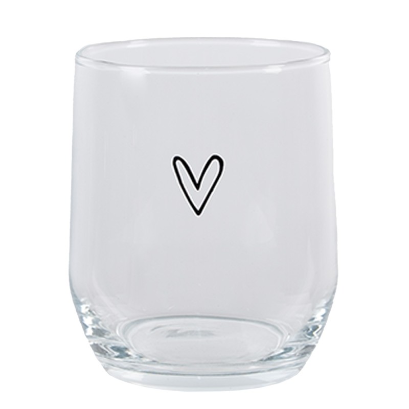 Clayre & Eef Bicchiere d'acqua Cuore 300 ml Trasparente Vetro