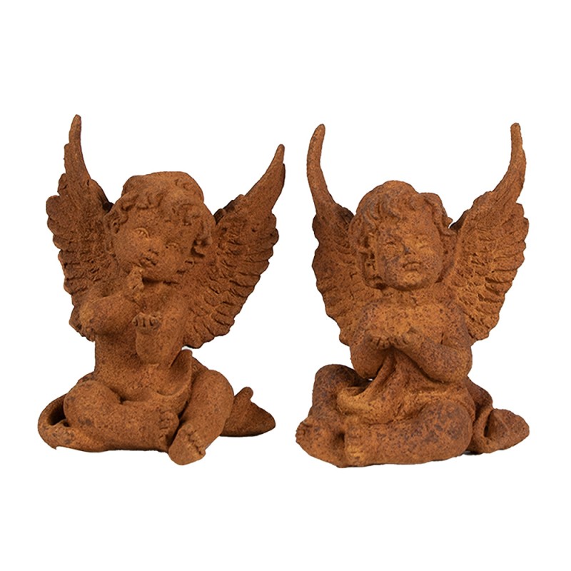 Clayre & Eef Decorative Figurine Angel 11 cm Brown Polyresin