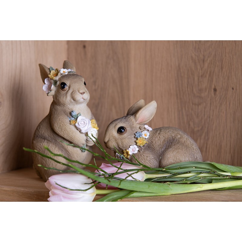 Clayre & Eef Figurine Rabbit 10 cm Brown Polyresin