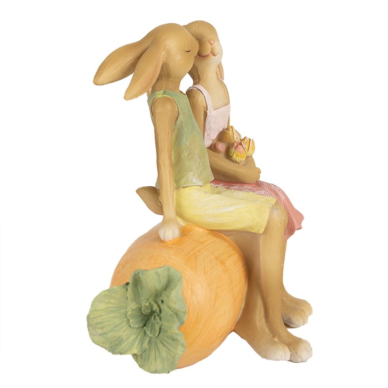 Clayre & Eef Statuetta Coniglio 17x10x15 cm Marrone Poliresina