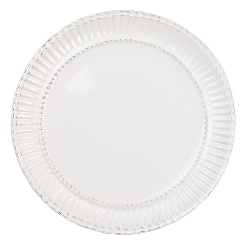 Clayre & Eef Assiette de petit déjeuner Ø 21 cm Blanc Dolomite Rond