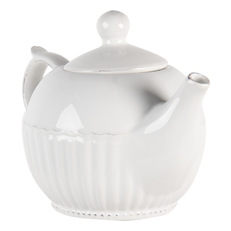 Clayre & Eef Teapot 750 ml White Dolomite Round