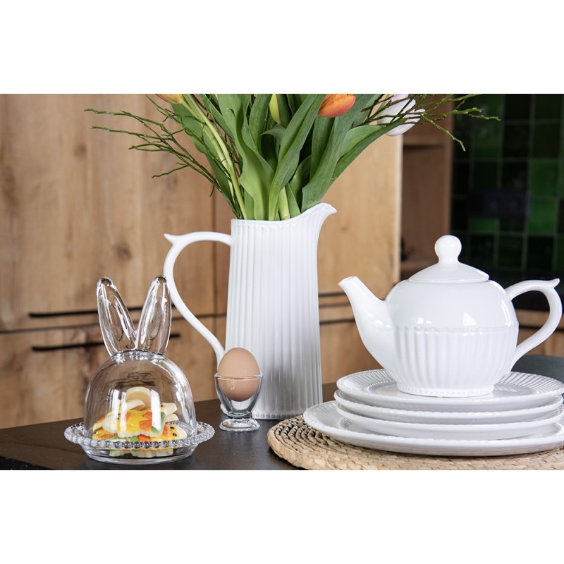 Clayre & Eef Teapot 750 ml White Dolomite Round