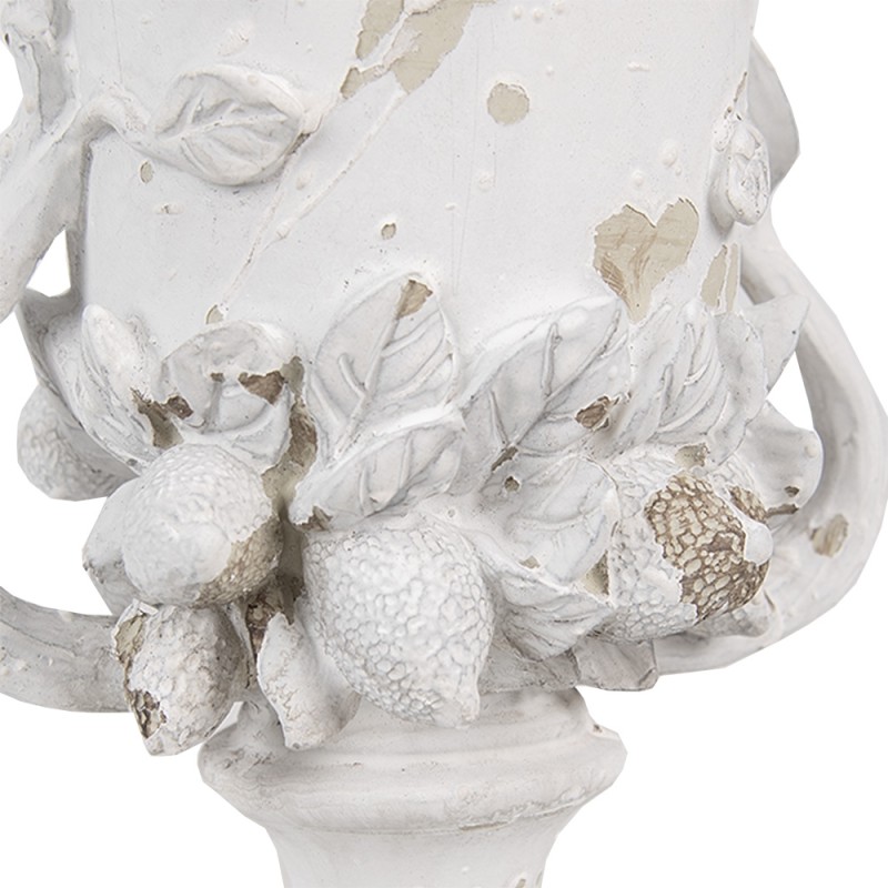 Clayre & Eef Pot de fleurs Ø 19x28 cm Blanc Beige Polyrésine