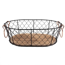 Clayre & Eef Storage Basket 33x23x10 cm Black Iron Oval