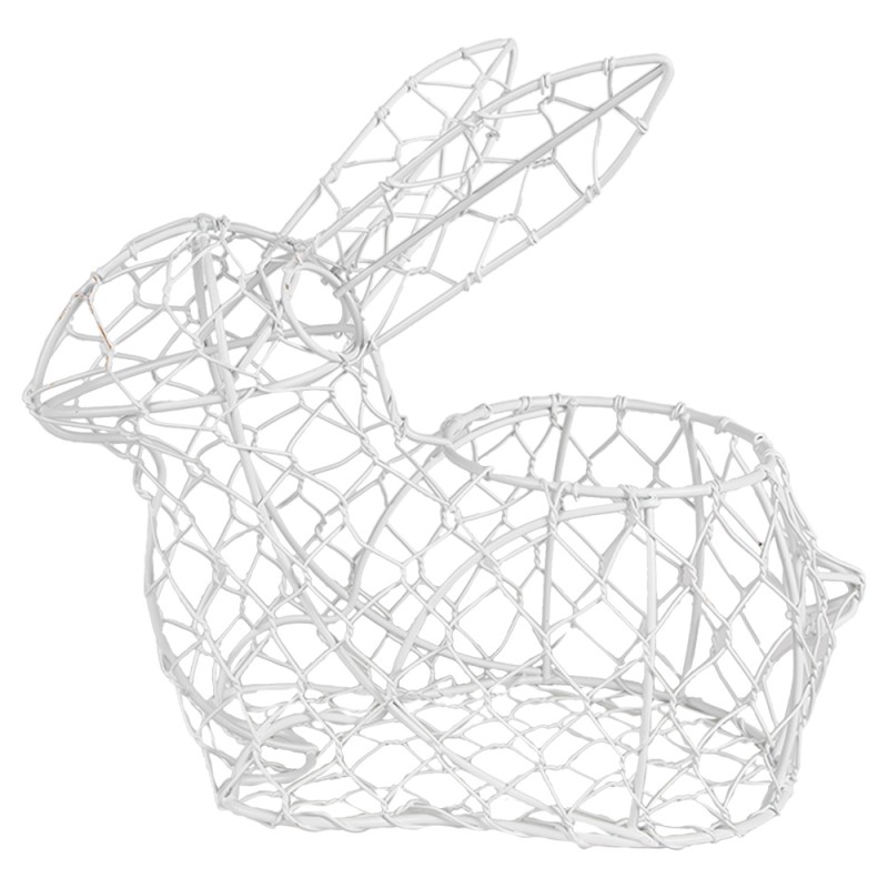 Clayre & Eef Panier à œufs Lapin 22 cm Blanc Fer