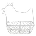 Clayre & Eef Panier à œufs 27 cm Blanc Fer Poulet