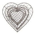 Clayre & Eef Storage Basket Set of 3 25x23x11/ 22x20x10/ 19x18x8 cm Brown Iron Heart-Shaped