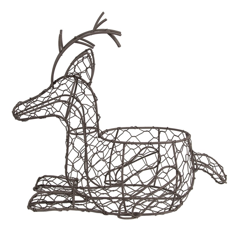 Clayre & Eef Basket Reindeer 27 cm Brown Iron