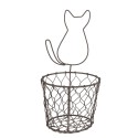 Clayre & Eef Storage Basket Ø 13x25 cm Brown Iron Round Cat