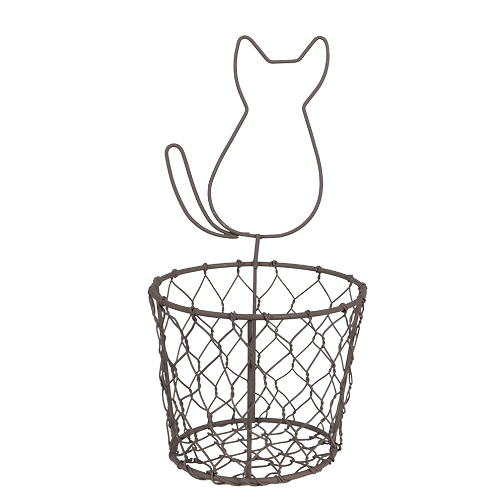 Clayre&Eef OpbergmandØ 13x25 cm Bruin Metaal Kat afbeelding