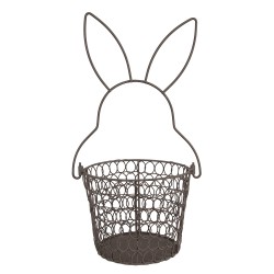 Clayre & Eef Panier de rangement Ø 15x34 cm Marron Fer Rond Lapin