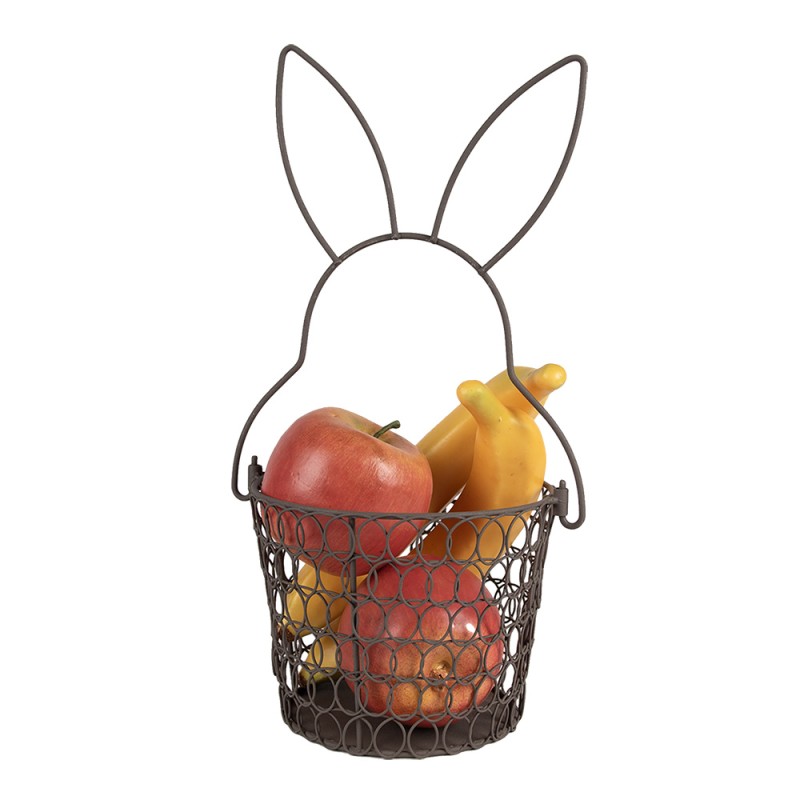 Clayre & Eef Storage Basket Ø 15x34 cm Brown Iron Round Rabbit