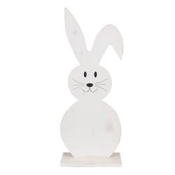 Clayre & Eef Statuetta decorativa Coniglio 50 cm Bianco Legno