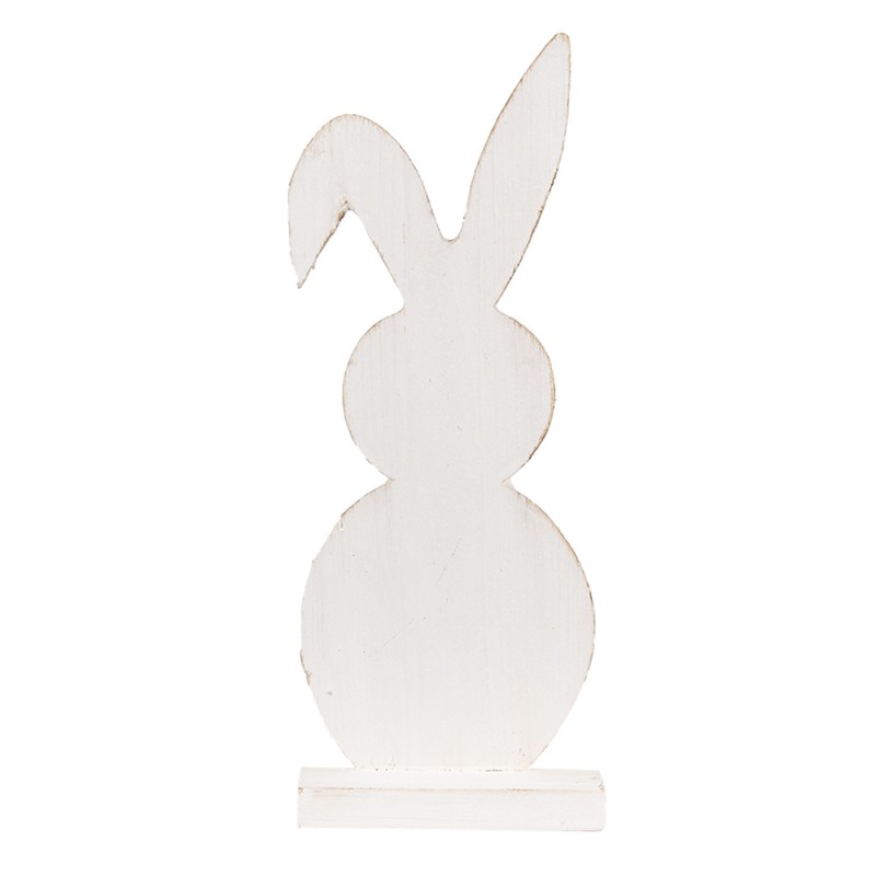 Clayre & Eef Figurine décorative Lapin 50 cm Blanc Bois