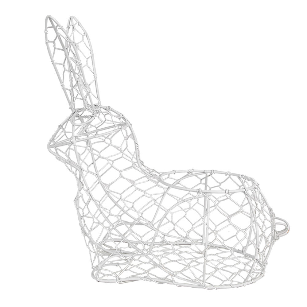 Clayre&Eef Eiermand Konijn 30 cm Wit Metaal afbeelding