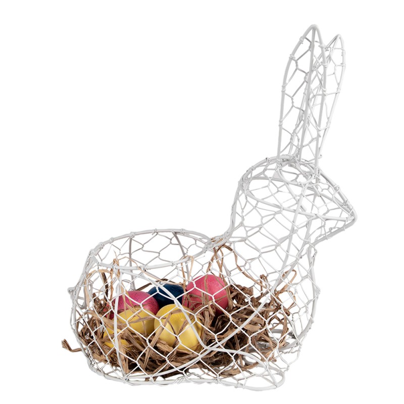 Clayre & Eef Egg basket Rabbit 30 cm White Iron