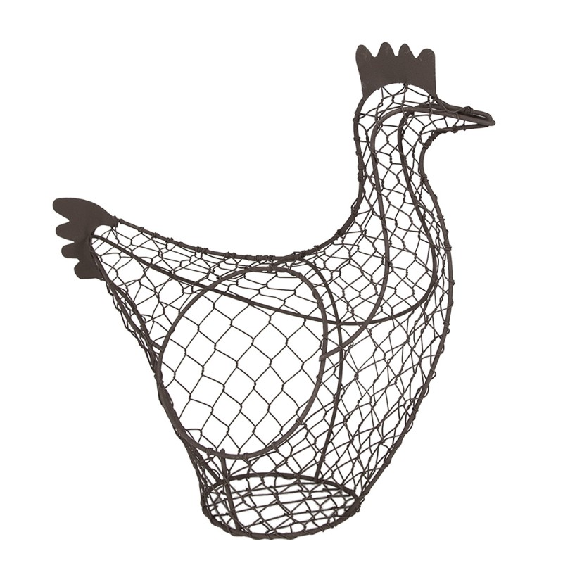 Clayre & Eef Panier à œufs Poulet 32 cm Marron Fer