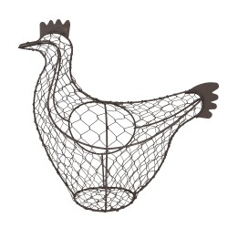 Clayre & Eef Eierkorb Huhn 25 cm Braun Eisen