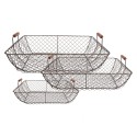 Clayre & Eef Storage Basket Set of 3 40x34x15 / 36x30x14 / 32x26x13 cm Brown Iron Rectangle