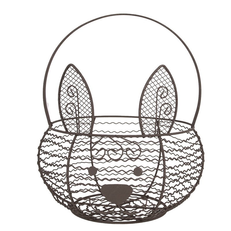 Clayre & Eef Storage Basket Ø 20x12 cm Brown Iron Round Rabbit