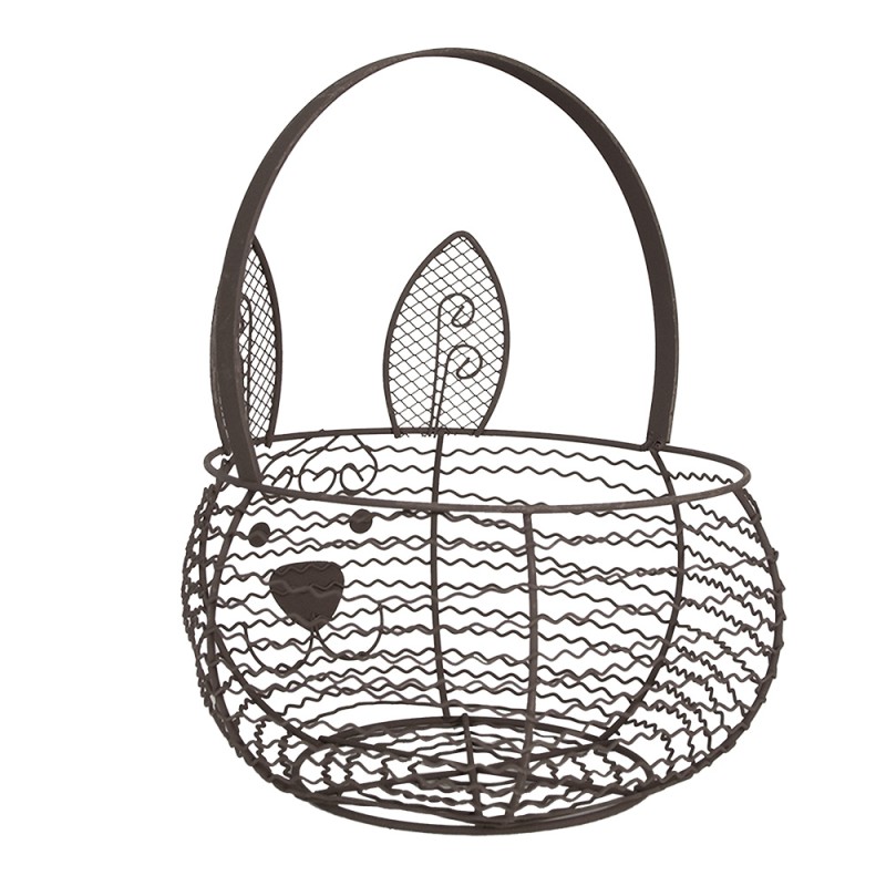 Clayre & Eef Storage Basket Ø 20x12 cm Brown Iron Round Rabbit