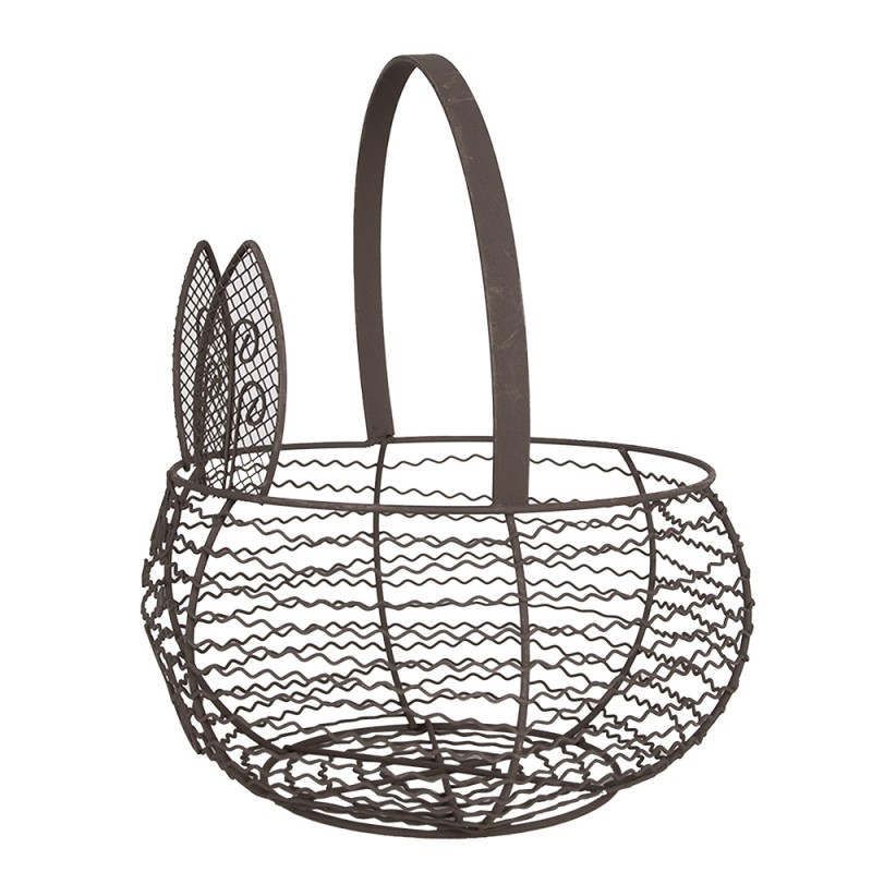 Clayre & Eef Panier de rangement Ø 20x12 cm Marron Fer Rond Lapin