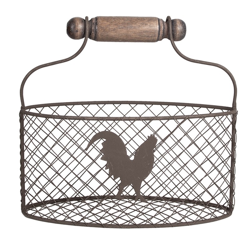 Clayre & Eef Korb 25x10x13 cm Braun Metall Huhn