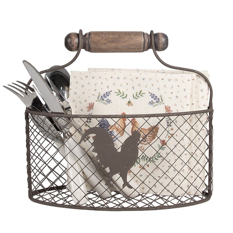 Clayre & Eef Korb 25x10x13 cm Braun Metall Huhn