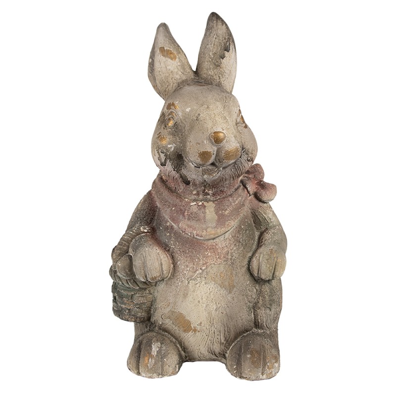 Clayre & Eef Figurine décorative Lapin 41 cm Gris Marron Matériau céramique