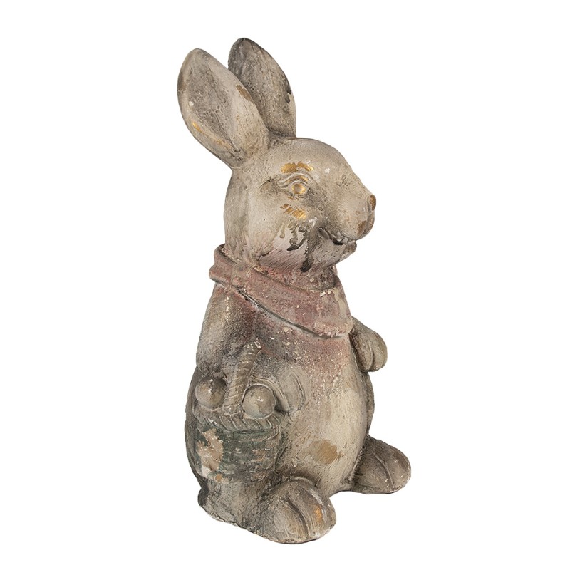 Clayre & Eef Statuetta decorativa Coniglio 41 cm Grigio Marrone Materiale ceramico