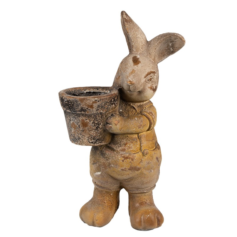 Clayre & Eef Fioriera Coniglio 41 cm Marrone Materiale ceramico