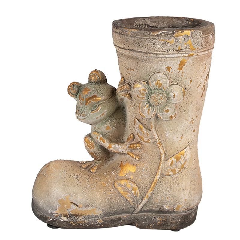 Clayre & Eef Planter Boots 30 cm Brown Ceramic material Frog
