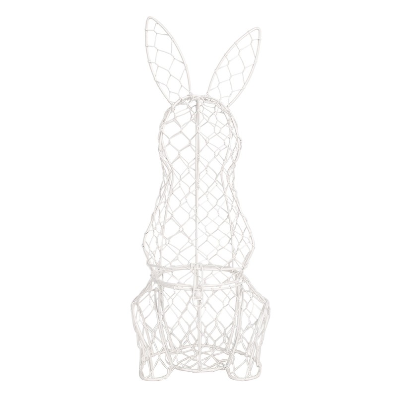 Clayre & Eef Panier à œufs Lapin 39 cm Blanc Fer