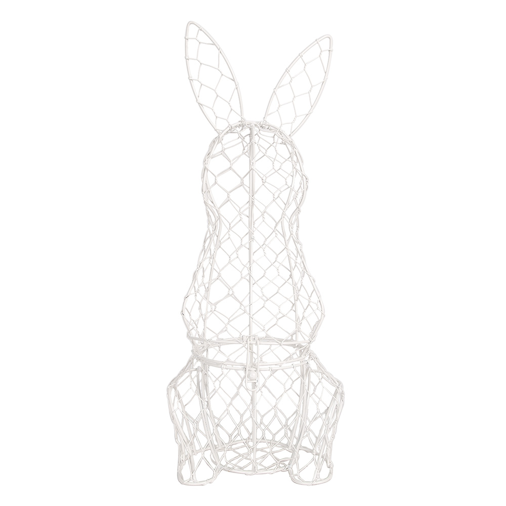 Clayre&Eef Eiermand Konijn 39 cm Wit Metaal afbeelding