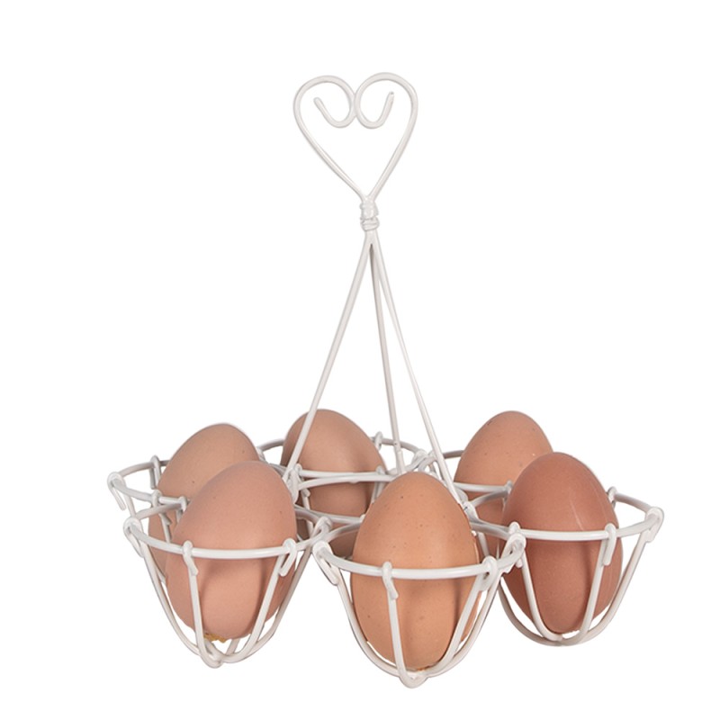 Clayre & Eef Egg Holder Ø 19x19 cm White Iron