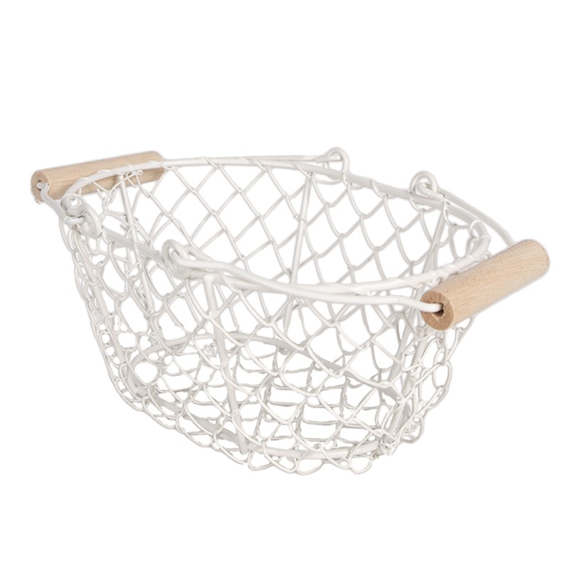 Clayre & Eef Storage Basket 20x15x9 cm White Iron Oval