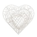 Clayre & Eef Panier de rangement set de 3 25x25x7 / 20x20x6 / 15x15x6 cm Blanc Fer En forme de coeur