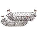 Clayre & Eef Storage Basket Set of 2 40x34x14 / 36x30x13 cm Brown Iron Rectangle